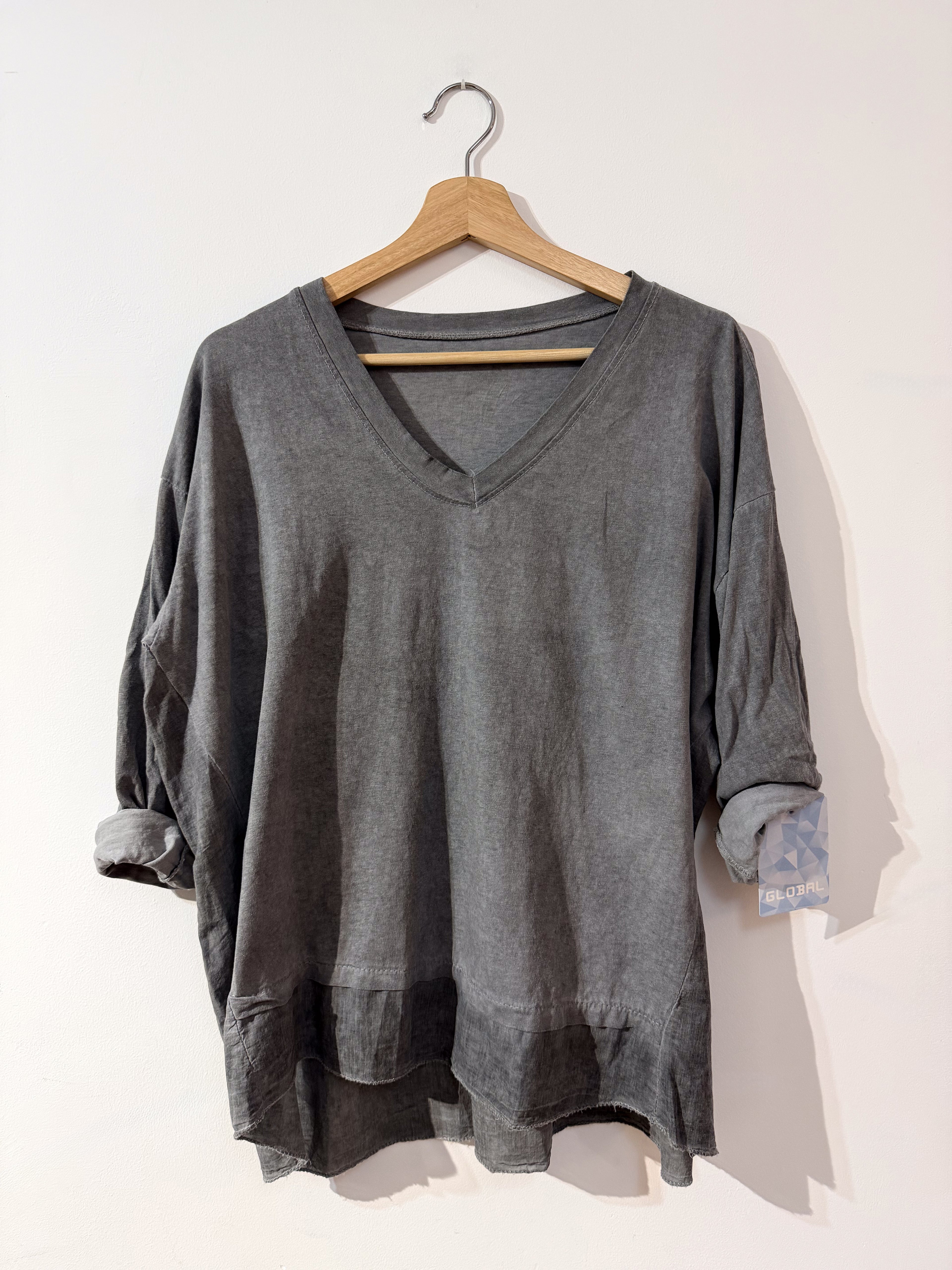 Blusa gris de algodón lavado