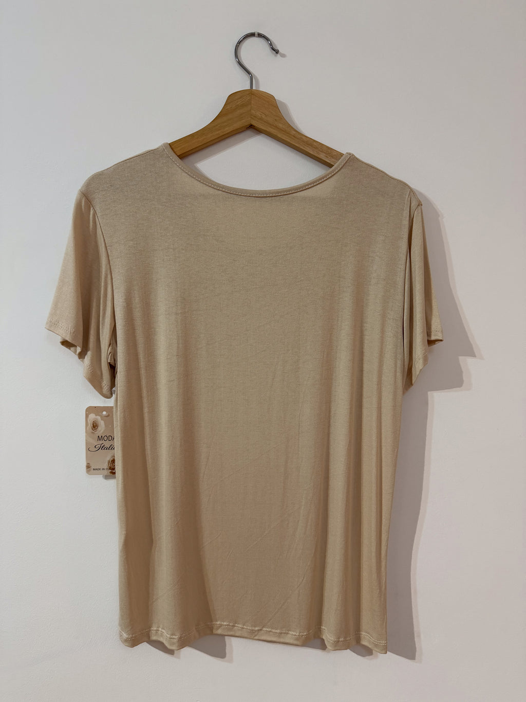 Camiseta básica fluida beige