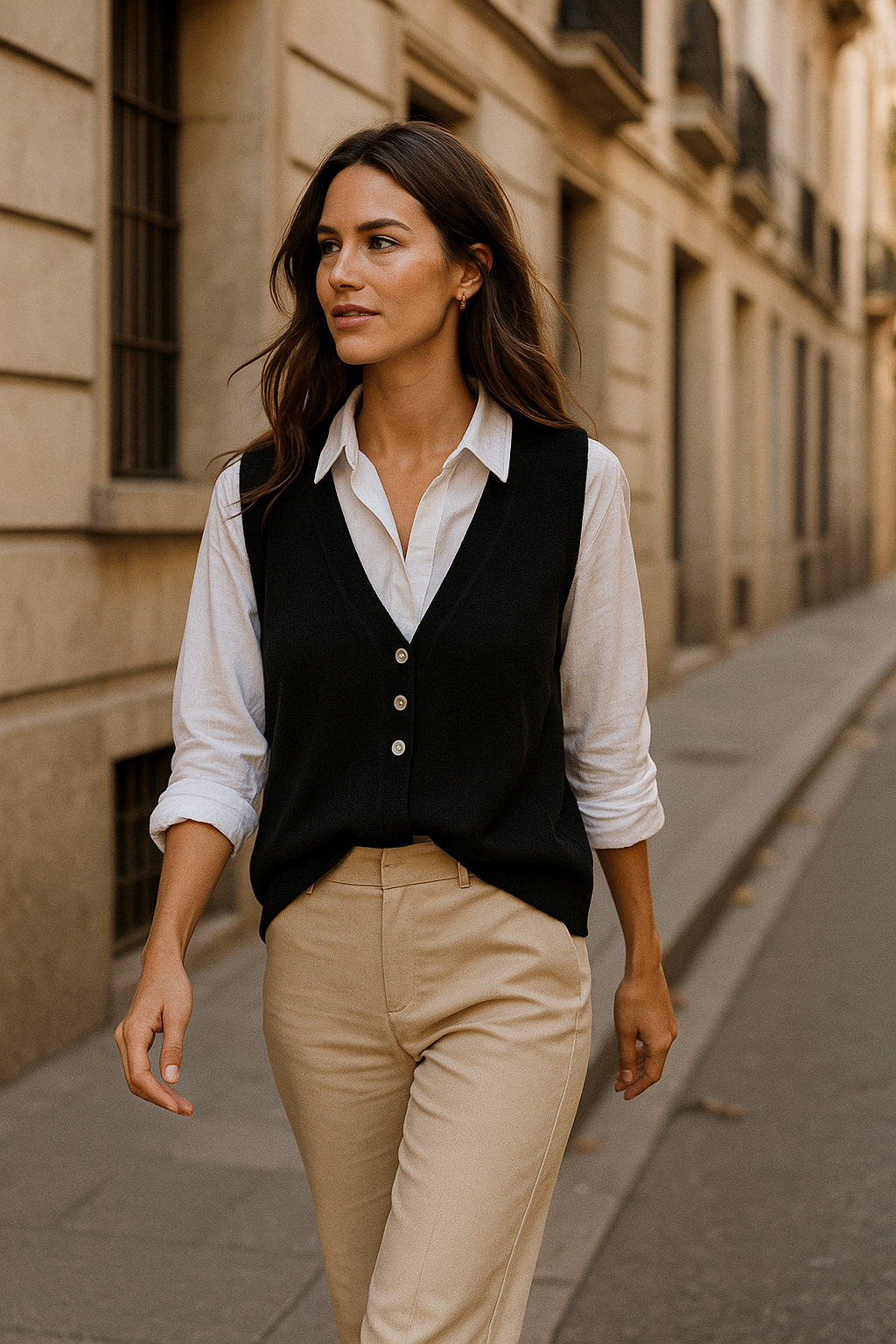 Chaleco negro de punto fino