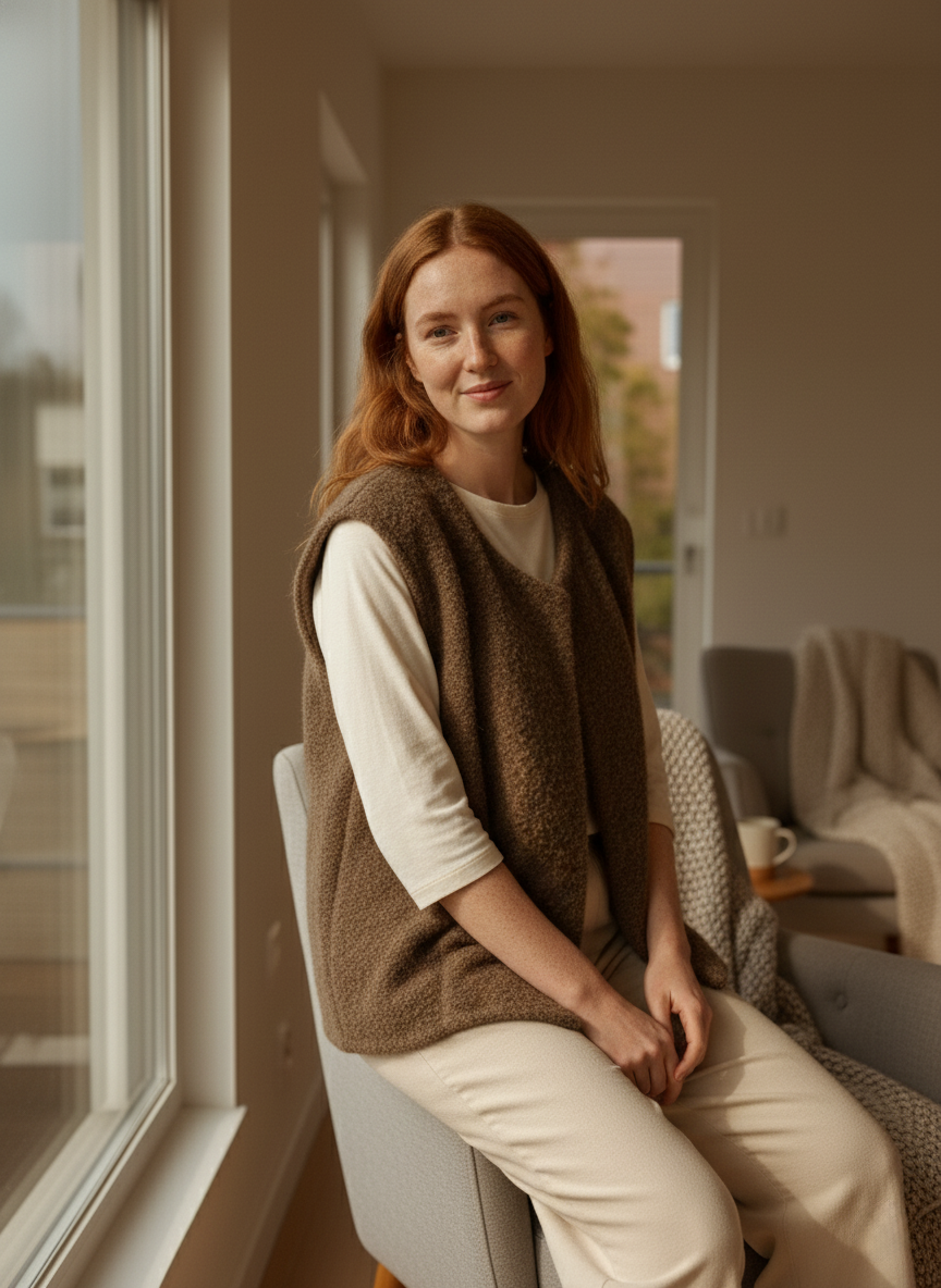 Chaleco suave de borrego marrón