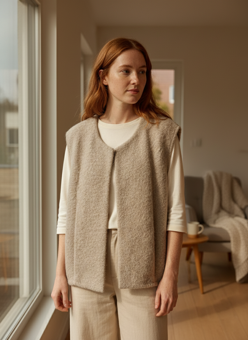 Chaleco suave de borrego beige