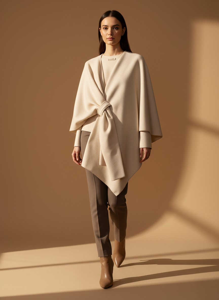 Capa blanca con nudo frontal