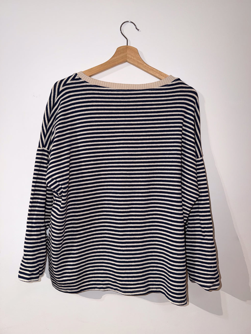 Jersey de rayas azul y beige