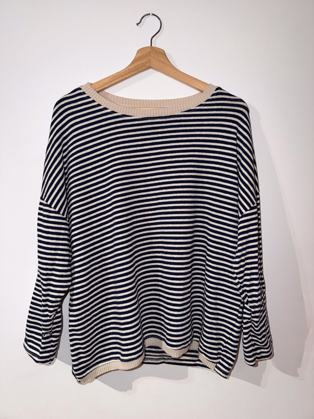 Jersey de rayas azul y beige