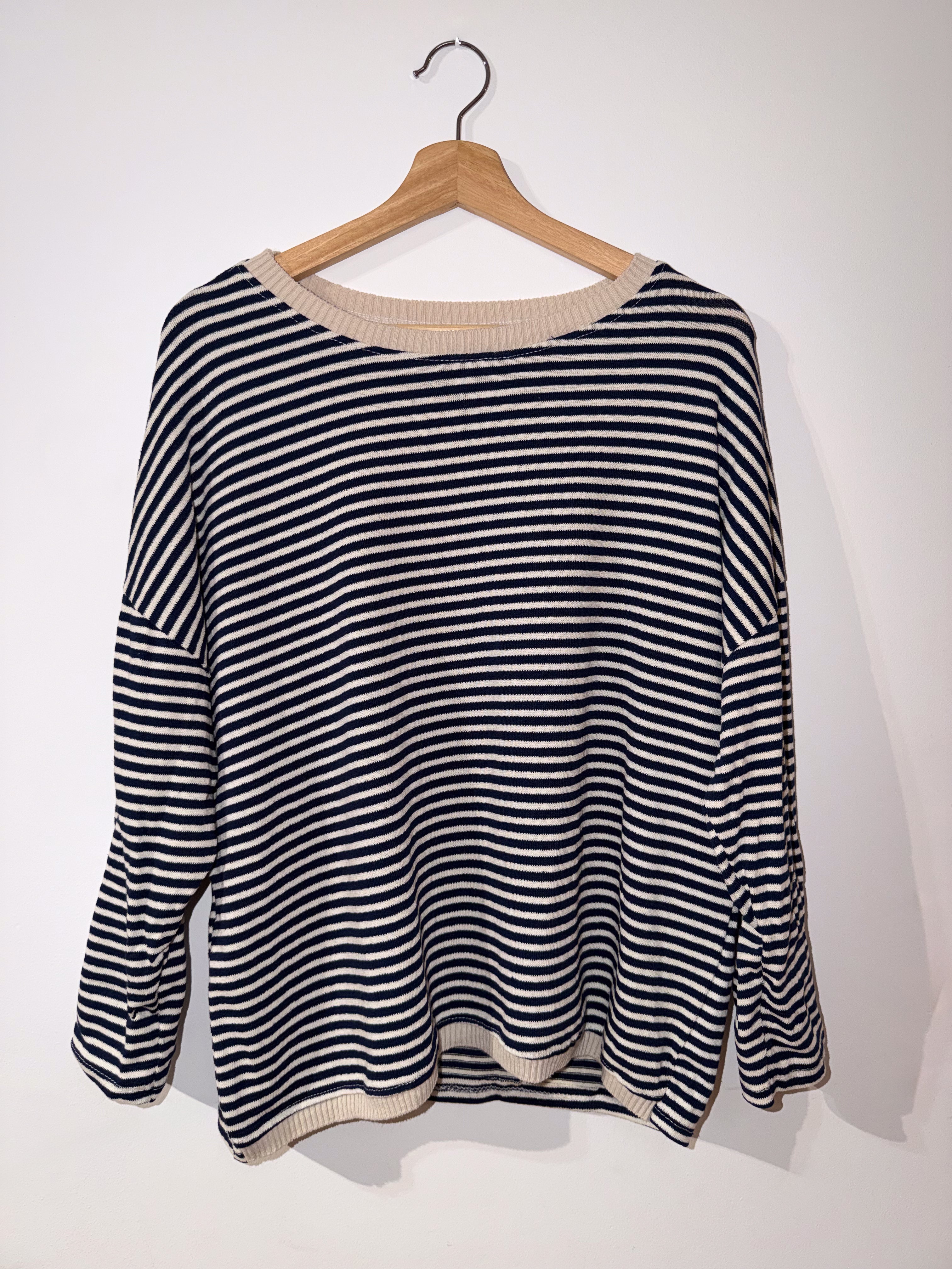 Jersey de rayas azul y beige