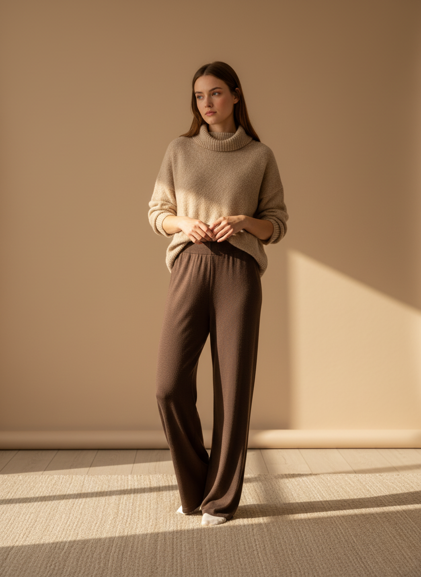 Pantalón de punto marrón