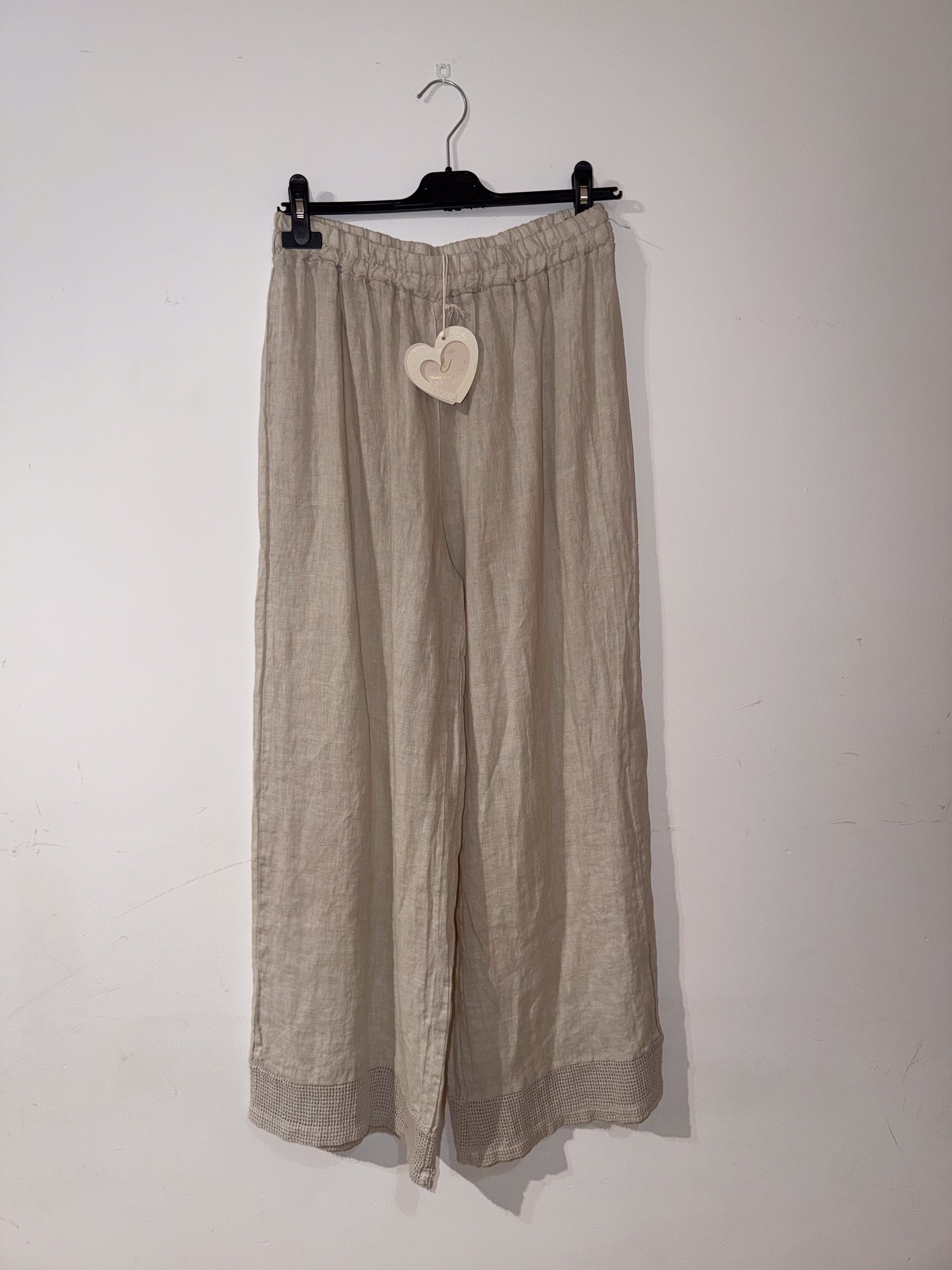 Pantalón de lino blanco roto