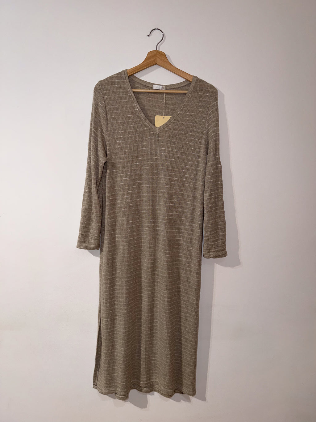 Vestido beige de canalé